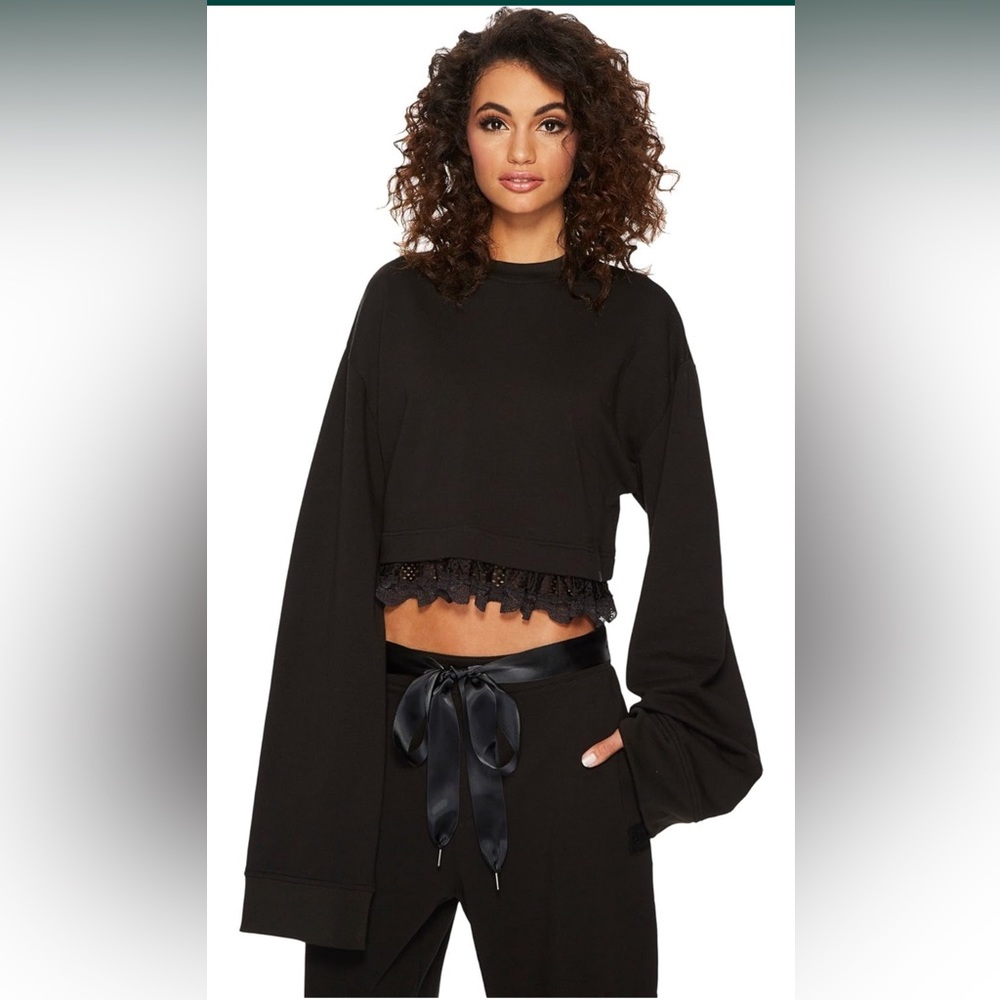 Fenty by Puma Cropped Lace Trim Sweatshirt